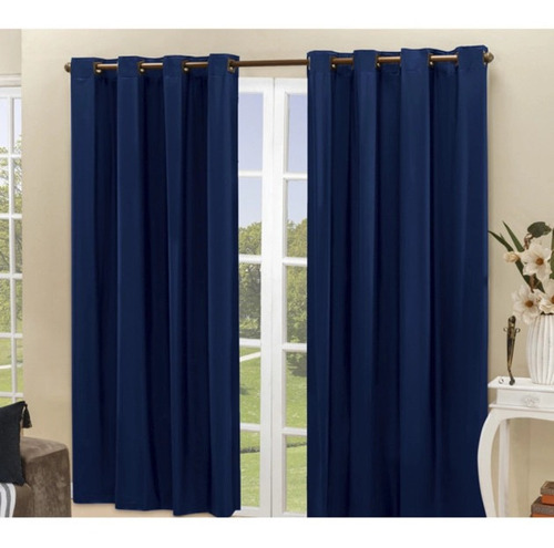 Cortina Corta Luz Collors 2,00x1,80 100% Pvc Blackout Total Cor Azul-escuro