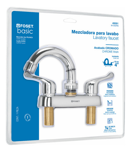 Mezcladora Manerales Palanca Cuello Curvo Para Lavabo Basic