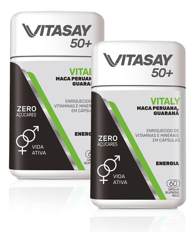 Kit C/ 02 Suplemento Alimentar Vitasay 50+ Vitaly 60 Comp