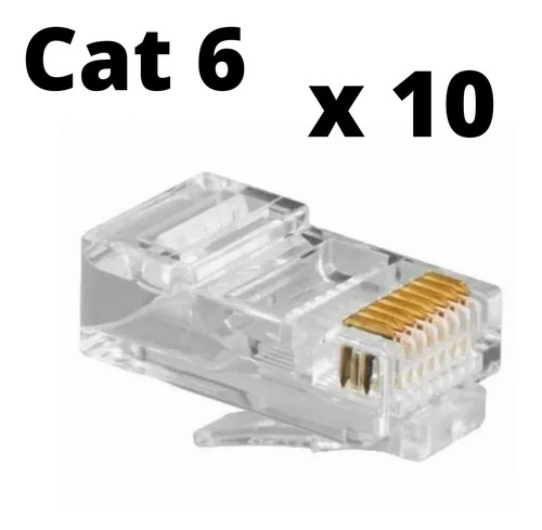 Imagen 1 de 2 de Fichas Macho Conectores Plug Rj45 Cable De Red Cat 6 X 10u
