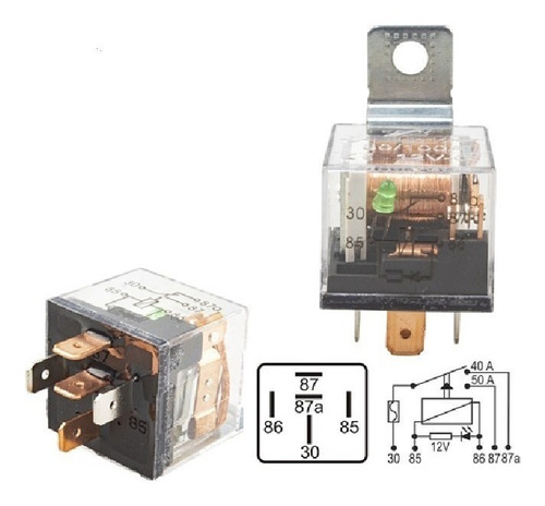 Relay 5 Patas 12v 80a-100a Con Led Transparente Doble Accion