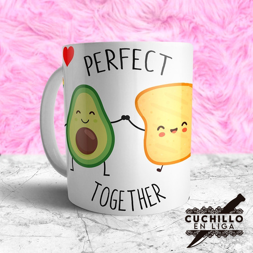 Taza Cerámica Importada Diseño Palta Y Tostada Regalo Union