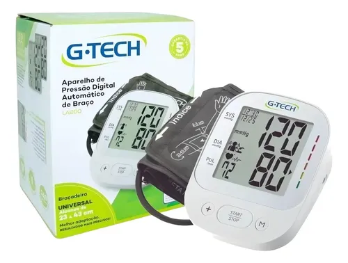 Aparelho Medidor De Pressão Arterial Digital De Braço Automático Branco Eletrico La800 Gtech