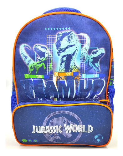 Mochila 16 Jurassic World Escolar Primer Grado Color Azul