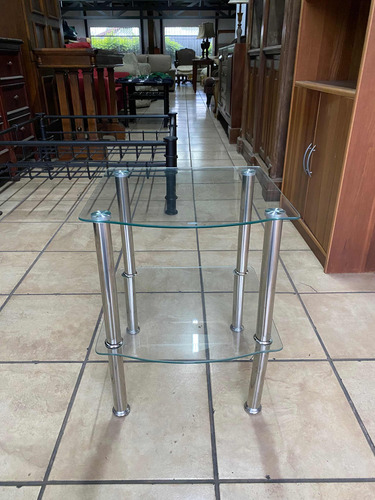 Mesa De Sala, Auxiliar, Lateral De Vidrio Y Metal, Importada (Usado)