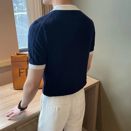 Polo De Hombre Con Textura De Jacquard Elástico