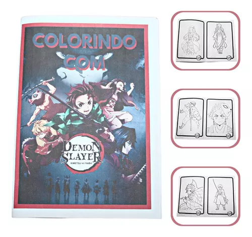 Livro De Desenhos Para Colorir Anime Demon Slayer 32 Desenhos