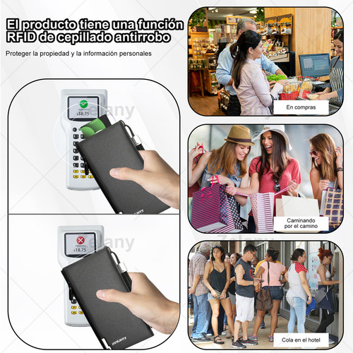 Zelany n01 Cartera De Piel Billetera Larga Para Hombre Con Bloqueo Rfid Casual Negocio Gran Capacidad Color Negro