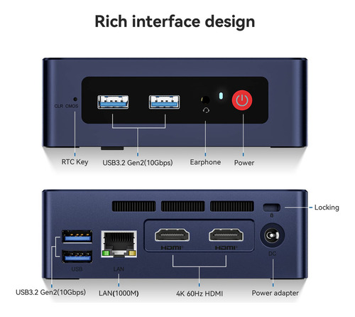 Beelink Mini Pc, Intel Alder Lake De 12ª Generación, N95 (hasta 3,4 Ghz), 8 Gb Ddr4 Ram 256 Gb Pcie Ssd, Mini S12 Computadora De Computadora Compatible Con 4k Dual Hdmi Display/usb3.2/wifi