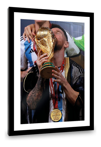 Cuadro Lionel Messi Campeon Del Mundo -34 X 46 - Enmarcado