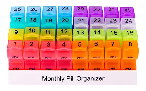 Organizador De Píldoras Mensual, Dispensador De 32 Color Fix