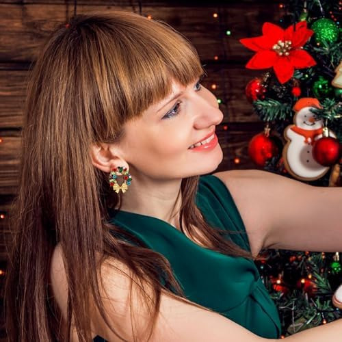 Yujie Pendientes De Navidad Para Mujer, Pendientes Coloridos