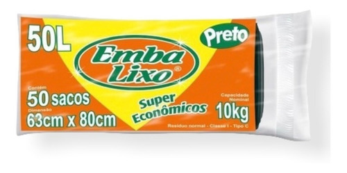 Saco De Lixo Preto Emba Lixo 15 30 50 100 L Atacado Promoção Cor 50 Litros 50 Sacos