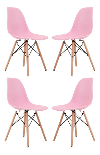 Set 4 Sillas De Comedor Eames Rosado