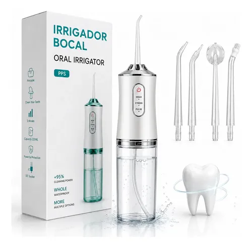Irrigador Oral Portátil Jato De Limpeza Bucal Recarregável Branco Ve