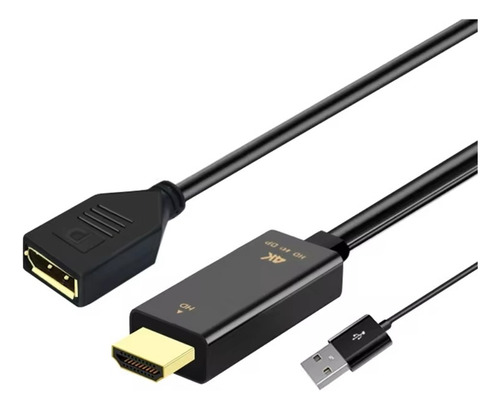 Adaptador Hdmi Com Usb 2.0 Para Displayport 4k Full Hd 1080p