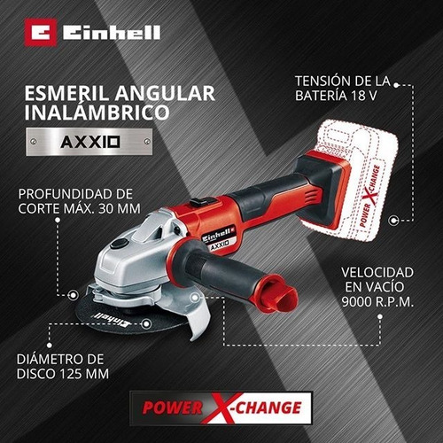 Imagen 3 de 9 de Amoladora Angular Inalambrica Einhell Bateria 18v Brushless