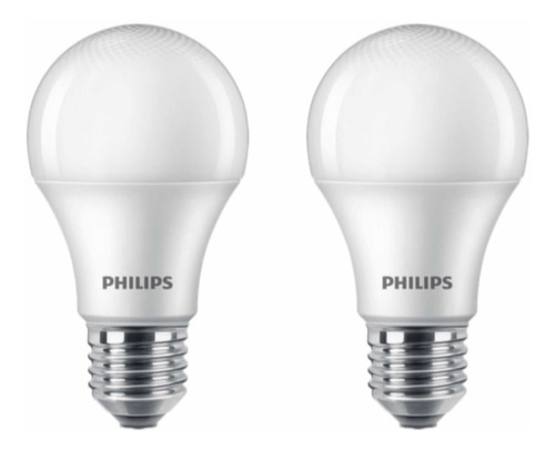 Imagen 2 de 4 de Pack 2 Ampolletas Led Philips 12w E27 A60 Luz Fria O Calida