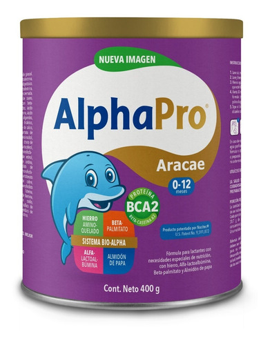 2pz Leche Para Bebes Bote Alpha Pro Aracae 0-12 M 400grs