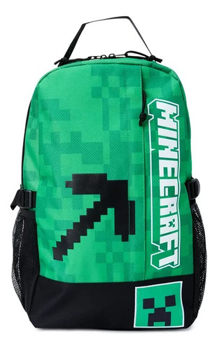 Mochila Minecraft Moderna Creper Unisex Verde Negro 