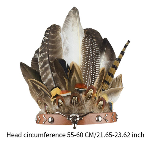 Diadema De Plumas Indias, Tocado Para 55 A 60cm