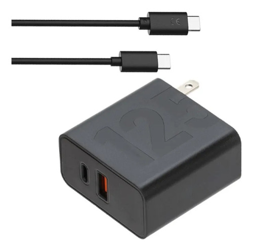Turbo Cargador Motorola 125w Duo Tipo C Y Usb-a Supercarga Negro