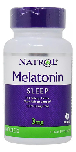 Natrol Melatonina Calcio 3 Mg 60 Tabs | Descanso Profundo Sin sabor