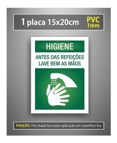 Imagem 1 de 2 de Placa Higiene Lave Bem Mãos Antes Das Refeições - Refeitório