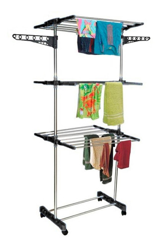 Estante Tendedero P/ Ropa Plegable C/ Llantas Drying Rack