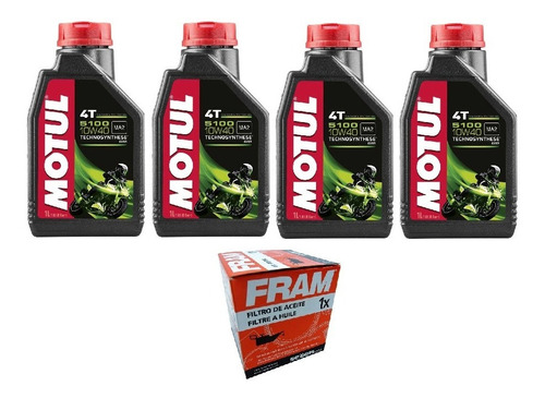 Troca Oleo Motul 5100 10w40 + Filtro Oleo Fram Ph6017 4l