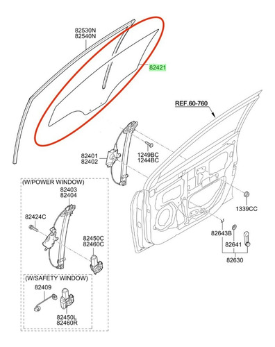 Vidrio Puerta Delantera Izq Blanco Hyundai Accent Rb 011 015