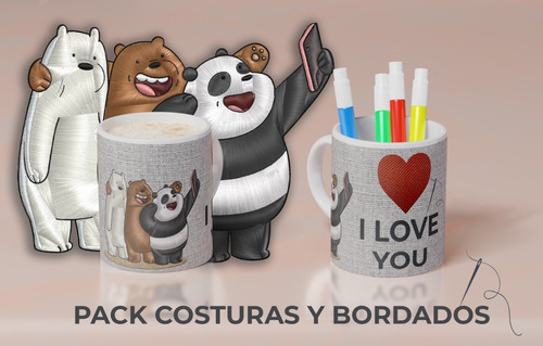 15 Plantillas Sublimar Tazas Efecto Bordado Jpg + Editables