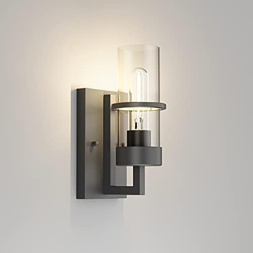 Tipace Black Wall Fixtures, Industrial Wall Sconces Clear Gl