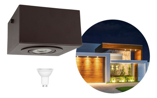 Spot Para Beiral Sobrepor Teto Dicroica Led Incluso Cor Marrom Led Quente