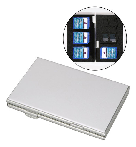 Imagen 4 de 7 de Caja De Almacenamiento Tarjeta De Memoria 12 + 6sd Plata