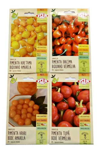 Kit Sementes De Pimenta Bode E Biquinho Amarela E Vermelha