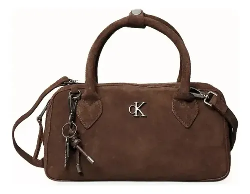 Bolsa Baguete Ckj Camurça - Marrom Marrom