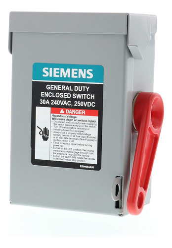 Interruptor De Seguridad 2 X 30a 240v Nema 1 S/porta Fusible