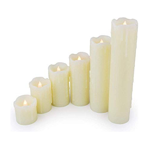 Led Timer Ivory Set Of 6 Battery Operated Flameless Lig...