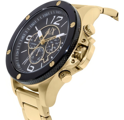 Relógio Masculino Dourado Armani Exchange Ax1511 Original Cor do fundo Preto