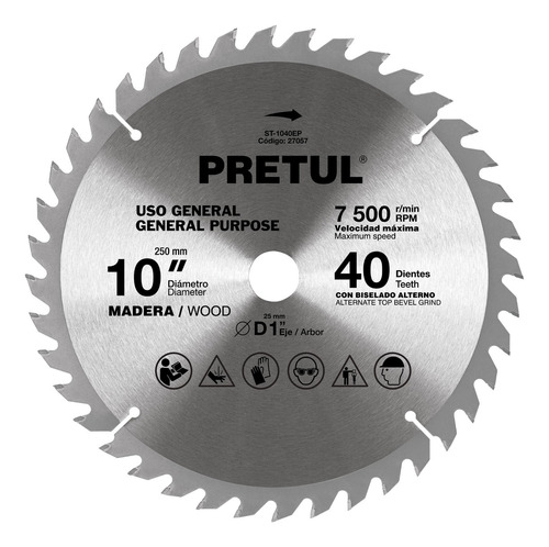 Sierra Circular P/madera 10 , Centro 1 , Pretul 27057