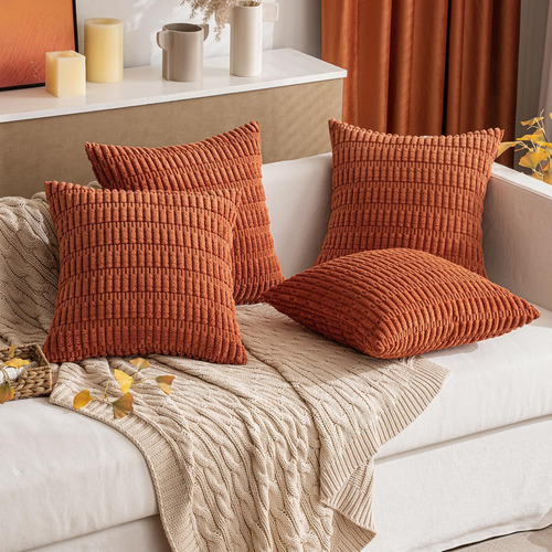 2 Fundas De Almohada Decorativas De Pana De 18 X 18 Pulgadas