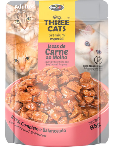 [three Cat] Sachet Original Gatito Carne 85 Gr