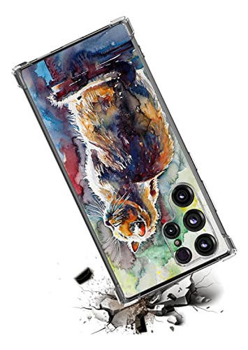 Funda Para Galaxy S22 Ultra Cute Cat Painting Acabado Suave