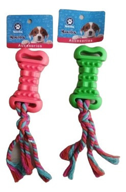 Imagen 1 de 3 de Juguete Perros Gatos Morder Y Jalar Huesito Goma 25 Cm (5v)
