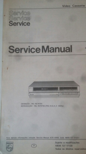 Manual De Serviços Cassetes Philips Recorder Vr43 Raridade (Usado)