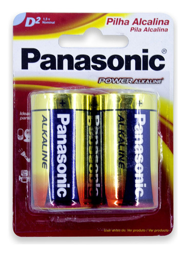 Pilha Alcalina D Panasonic Bateria Grande Lr20 2 Unidades