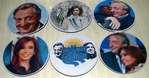 Imagen 4 de 4 de Posavasos De Goma Y Tela Set X3 Peronista Kirchneristas Cfk