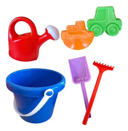 Set Balde 19 Cm Pala Rastrillo 2 Moldes Regadera