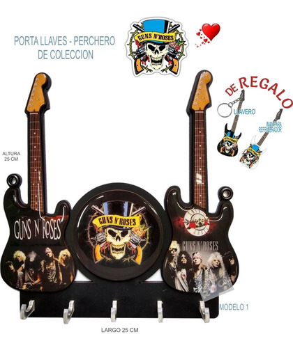 Instrumentos Porta Llaves  Guns & Roses Guitar De Colección 